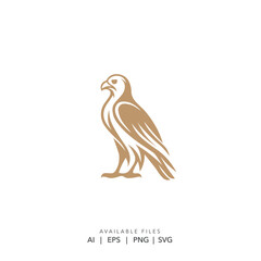 Minimalist golden falcon head logotype concept, Modern abstract flying eagle emblem design