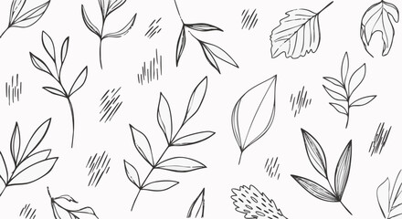 Fototapeta premium Botanical line art on white background