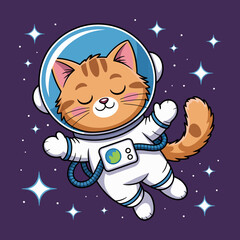 A charming cat in a space suit floating in a cosmic scene, representing adventure and exploration in the vast universe, capturing a sense of imagination and wonder.
