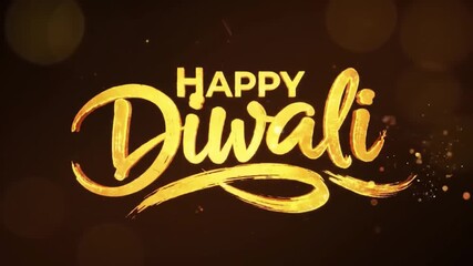 Golden text reading 'HAPPY Diwali' on a dark background with bokeh lights and festive sparks, conveying a joyful and celebratory mood. - Powered by Adobe