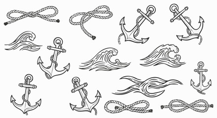 Detailed illustrations of nautical elements are depicted on a white background