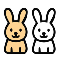 Cute Flat Rabbit Icon &ndash; Cartoon Bunny