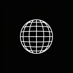 Globe with White Grid Lines On Dark Background Illustrating Global Connectivity
