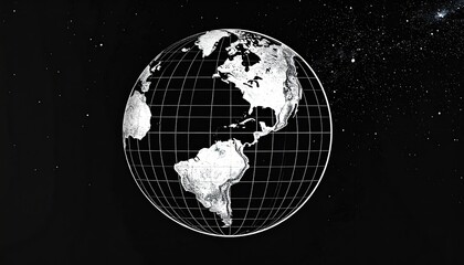 Globe with map of the Americas against starry space. Useful for science displays