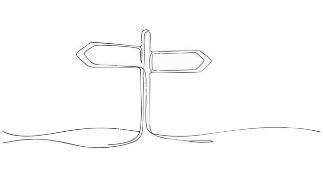 Minimalist line art illustration of a signpost, symbolizing direction and guidance