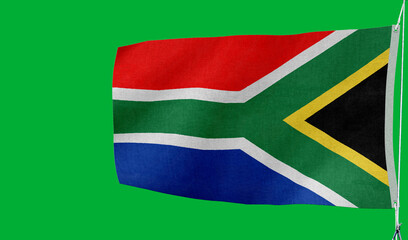 Fototapeta premium High-quality south africa national flag flag waving on a green background culture, - Symbol of culture, heritage, and patriotism