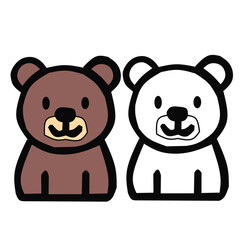 Cute Flat Bear Icon – Cartoon Brown Bear on Black Background