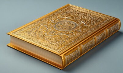 Fototapeta premium Ornate Golden Book - A Symbol of Knowledge and Heritage.