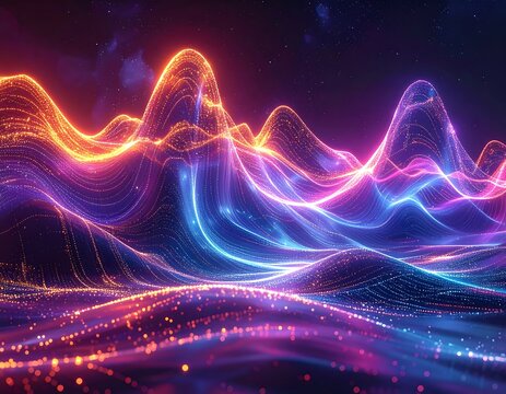 Abstract digital art: vibrant light waves resembling data visualization - Powered by Adobe