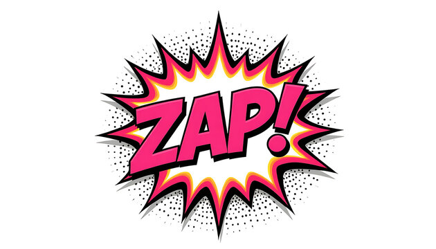 Zap! comic book pop art sound effect on a white background