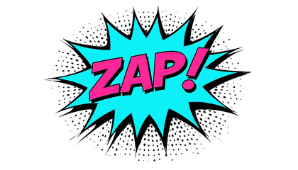Zap! comic book sound effect speech bubble in pop art style on white