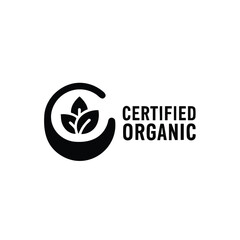 Obraz premium Certified Organic with Leaf and Bold Text on for Eco-Friendly and Natural Product Certification