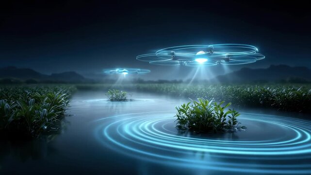 Drone Swarm Guarding Crop Growth in Farmland at Night