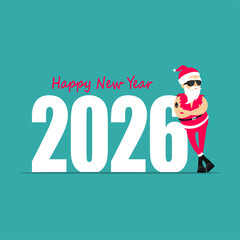 Happy New Year! Cartoon reindeer and Santa Claus. Greeting card 2025. vector illustration