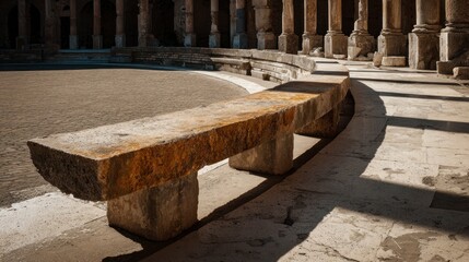 Ancient stone bench in architectural setting