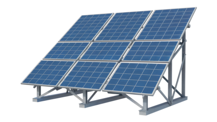 Solar panel isolated on transparent background for renewable energy and sustainable power source