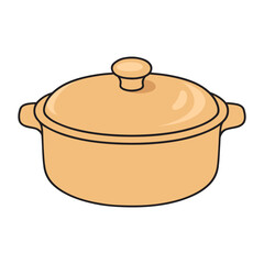 Flat Cooking Pot Vector - Minimal Kitchen Cookware Clipart for Recipes, Menus & Design Projects