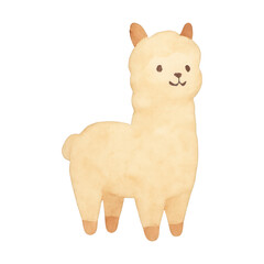 PNG Cute watercolor llama illustration.