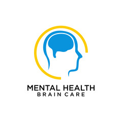 Mental Health Brain Care Psychiatrist Smart Thinking Logo Template vector