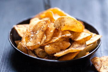 golden fried potato cheese crisps