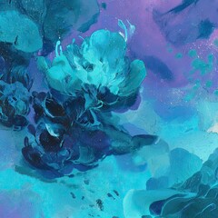 Abstract Fluid Art With Teal And Purple Hues