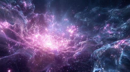 Stunning Deep Space Nebula Displaying Pink And Purple Hues
