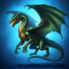 Green Dragon in Flight, Powerful and Focused.