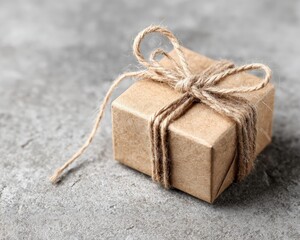 Wrapped Gift Box On Gray Background
