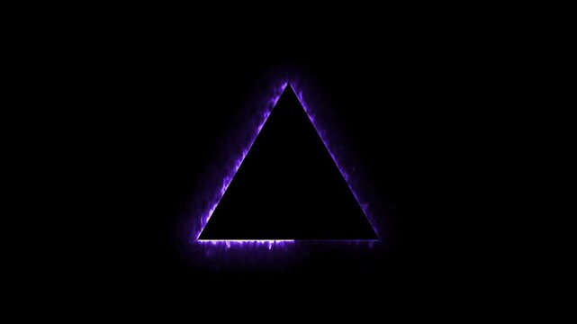 Black Triangle Outline With Purple Glowing Energy Effect On Black Background abstract border