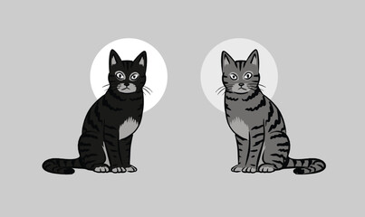 Ginger Tabby Cat set. Active healthy kitten with orange, red, and yellow-colored fur, cute funny pet. Vector flat style cartoon illustration isolated on white background, different views and poses