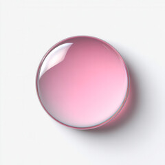Pink round glossy button with glass sphere design