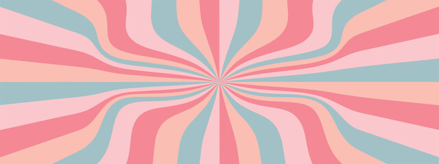 Psychedelic spiral starburst background. Vector retro colored pattern with radial rays
