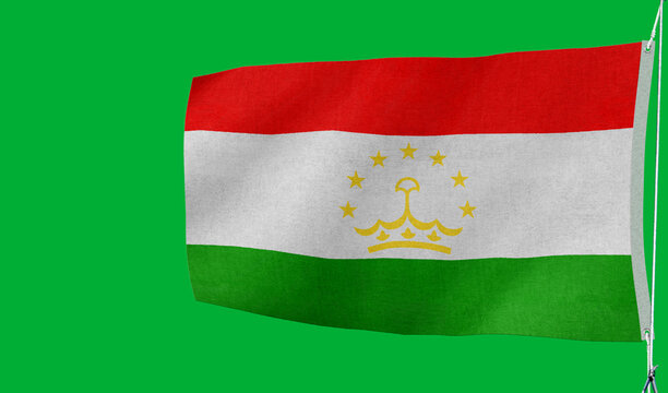 High-quality tajikistan national flag flag waving on a green background culture, and - Symbol of culture, heritage, and patriotism