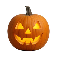 Obraz premium A photo realistic isolated cut-out of a [halloween jack-o’-lantern], high-resolution, no background, natural lighting, transparent background, no shadow, with space on the edge, in the center