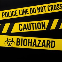 Yellow Crime Scene Tape Isolated on Black Background