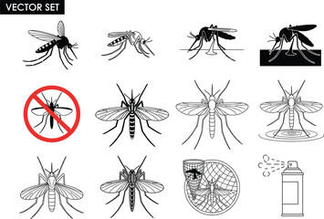 Mosquito Flying Vector Insect Icon Design