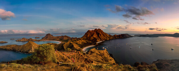 Padar Island in a morning sunrise. Komodo Island National Park, Labuan Bajo, Flores, Indonesia