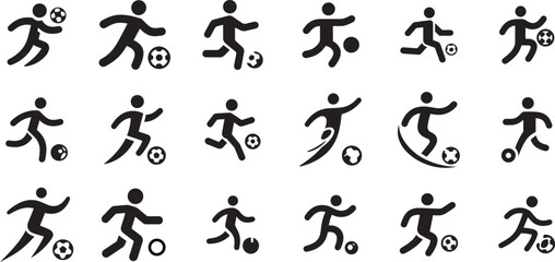 Football icons pack, athletic silhouettes, team sports graphics for branding