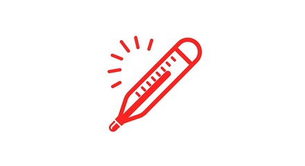 Red thermometer icon on white background healthcare and sickness concept