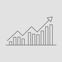 A clean and minimalist line graph depiction showcasing a clear upward trend, representing growth, success, and progress in financial or business metrics.