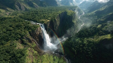 Fototapeta premium Majestic waterfall in lush forest