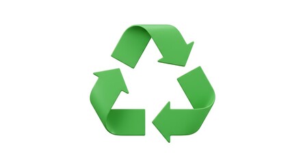 Green recycle symbol isolated on white background for environmental concepts