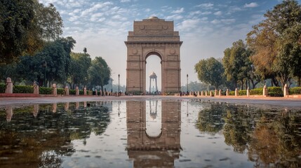 India Gate war memorial at Kartavya Path in New Delhi India
