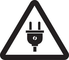 Clear electrical danger warning sign with a power plug icon inside a caution triangle, essential for promoting safety and hazard awareness.