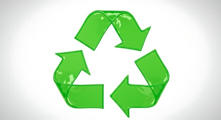 Obraz premium Green recycle symbol on white background for environmental conservation