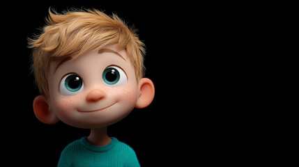 Cheerful animated boy with bright eyes and soft hair enjoying a happy moment in a playful atmosphere Generative AI