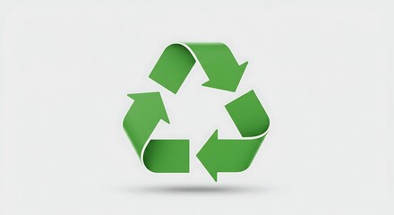 Obraz premium Green recycle symbol on white background for environmental protection