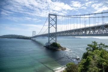 兵庫県南あわじ市　鳴門大橋と渦潮のある風景
