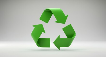Obraz premium Green recycling symbol against gray background for environmental concepts