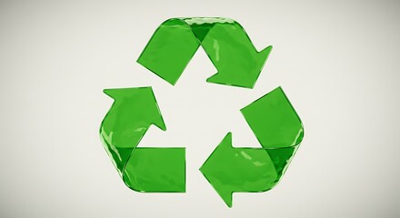 Obraz premium Green recycling symbol on light background environmental conservation concept